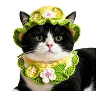 Kitten Hats - Adjustable Handmade Soft Cute Flower Costume Headwears | Cat Crochet Hat For Home Birthday Pupp Y Gathering Dog Kitten Celebrations Family Photos Pet