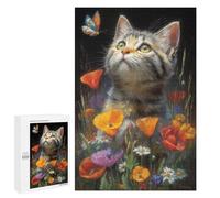 Kitten in Flowers with Butterfly -1 Puzzle 1000 Pièces Educa Jouet en Bois Cadeau Unique Décoration Intérieure Jeu Éducatif Challenge Toy Adultes Et Enfants À Partir De 14 Ans 1000 PCS