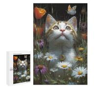 Kitten in Flowers with Butterfly -2 Puzzle 1000 Pièces Educa Jouet en Bois Cadeau Unique Décoration Intérieure Jeu Éducatif Challenge Toy Adultes Et Enfants À Partir De 14 Ans 1000 PCS