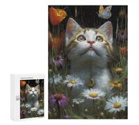 Kitten in Flowers with Butterfly -2 Puzzle 1000 Pièces Educa Jouet en Bois Cadeau Unique Décoration Intérieure Jeu Éducatif Challenge Toy Adultes Et Enfants À Partir De 14 Ans 300 PCS