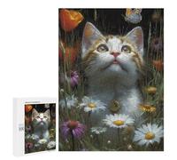 Kitten in Flowers with Butterfly -2 Puzzle 1000 Pièces Educa Jouet en Bois Cadeau Unique Décoration Intérieure Jeu Éducatif Challenge Toy Adultes Et Enfants À Partir De 14 Ans 500 PCS