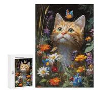 Kitten in Flowers with Butterfly Puzzle 1000 Pièces Educa Jouet en Bois Cadeau Unique Décoration Intérieure Jeu Éducatif Challenge Toy Adultes Et Enfants À Partir De 14 Ans 300 PCS