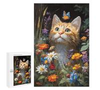 Kitten in Flowers with Butterfly Puzzle 1000 Pièces Educa Jouet en Bois Cadeau Unique Décoration Intérieure Jeu Éducatif Challenge Toy Adultes Et Enfants À Partir De 14 Ans 1000 PCS