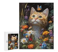Kitten in Flowers with Butterfly Puzzle 1000 Pièces Educa Jouet en Bois Cadeau Unique Décoration Intérieure Jeu Éducatif Challenge Toy Adultes Et Enfants À Partir De 14 Ans 500 PCS