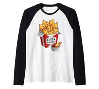 Kitten Nuggets Funny Cat Design Manche Raglan
