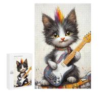 Kitten Playing Guitar Art Print -1 Puzzle 1000 Pièces Educa Jouet en Bois Cadeau Unique Décoration Intérieure Jeu Éducatif Challenge Toy Adultes Et Enfants À Partir De 14 Ans 1000 PCS