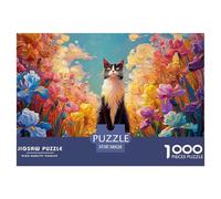 Kitten Sits in The Garden 1000 Pcs Carton Extra-épais Lot de Puzzles Furry Feline Stimulant Et Éducatif Jeu Créatif Puzzles As Birthday Gifts 38x26cm/1000pcs