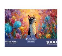 Kitten Sits in The Garden 1000 Pcs Carton Extra-épais Lot de Puzzles Kitty Stimulant Et Éducatif Jeu Familial Puzzles As Birthday Gifts 38x26cm/1000pcs