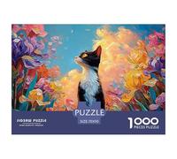 Kitten Sits in The Garden 1000 Pcs Carton Premium Coffret De Puzzles Furry Feline Stimulant Et Éducatif Défi Unique Puzzles As Birthday Gifts 70x50cm/1000pcs