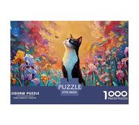 Kitten Sits in The Garden 1000 Pcs Carton Premium Lot de Puzzles Kitty Anti-Stress Jeu Familial Puzzles As Birthday Gifts 38x26cm/1000pcs