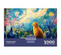 Kitten Sitting on The Windowsill 1000 Pièces Carton Premium Coffret De Puzzles Van-Gogh Style Starry Sky Anti-Stress Défi Unique Puzzles As Birthday Gifts 70x50cm/1000pcs