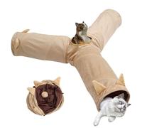 Kitten Toys - 3 Way Foldable Pet Enrichment Toy, Cat Play Tunnel, Multi-Functional Foldable Compact Interactive Pet Caves | for Small Puppy Bunny Indoor Garden Yard Backyard Animal Home