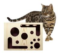 Kitten Toys ，Cat Scratch Puzzle Rich Box, Indoor Cat Scratch Wooden Toy Box, with 3 Small Balls as a Gift