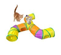Kitten Tunnel Toy - Folding Rainbow Cat Tunnel, Soft Stress Relief | Indoor Three Way Play Tunnels, Cat Cave Bed for Entertainment Exercise Activity for Cats Kittens
