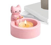 Kitten Warming Paws, Artistic Cat Candlestick Holder, 3.5x2.8 inches Resin Base with Heat Shield, Smooth Ceramic Animal Statue, Tabletop Ornament with Aesthetic, Holiday Rack for Mantel