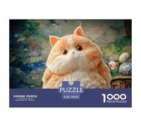 Kitten with A Chubby Body White Belly 1000 Pcs Carton Extra-épais Lot de Puzzles Chubby Fluffy Orange Cat Stimulant Et Éducatif Jeu Créatif Puzzles pour Adultes Et Enfants 70x50cm/1000pcs