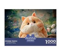 Kitten with A Chubby Body White Belly 1000 Pièces Carton Premium Lot de Puzzles Chubby Fluffy Orange Cat Anti-Stress Jeu Créatif Puzzles As Birthday Gifts 38x26cm/1000pcs
