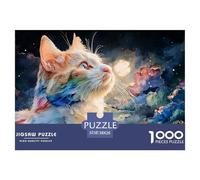 Kitten with Neon Colors 1000 Pcs Carton Extra-épais Coffret De Puzzles Colorful Kitty Anti-Stress Jeu Créatif Puzzles As Birthday Gifts 38x26cm/1000pcs