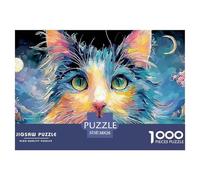 Kitten with Neon Colors 1000 Pcs Carton Extra-épais Lot de Puzzles Colorful Kitty Stimulant Et Éducatif Jeu Familial Puzzles pour Adultes Et Enfants 38x26cm/1000pcs