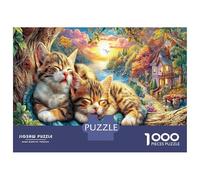Kittens endormies 1000 Pièces Puzzle Classique en Carton Très Épais pour La Relaxation Concentrée Chatons tigrés endormis pour Un Usage Domestique Et comme Cadeau De Pendaison De Crémaillère 38x26