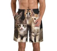 Kittens Family Cats Short de bain pour homme à séchage rapide avec poches et cordon de serrage, blanc, Small