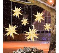 Kittmip Lot de 6 grandes étoiles moraves à DEL à suspendre pour extérieur, Noël, porche, décoration de vacances pour arbres de Noël, balcons, cours, étoiles de l'Avent (25,4 cm + 40,6 cm + 50,8 cm)
