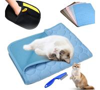 Kittra Cooling Mat For Cats, Kittra Cat Cooling Mat Blanket Indoor, 3 Layer System Instant Cool, Non Slip Kittra Pads Protect Your Pet From Silent Heat Danger, Easy Clean Summer (Blue,Medium)