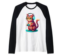 Kitty Cat Gamer Jeu Amusant pour Enfant Manche Raglan