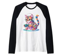 Kitty Cat Gamer Jeux de Jeu drôles Fan de Jeu Amusant Manche Raglan