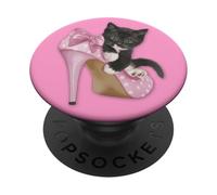 Kitty Cat High Heels for Women Shoes Girls on Pink PopSockets PopGrip Adhésif