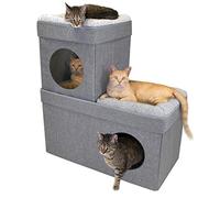 Kitty City Grand nichoir empilable Gris Cube pour Chat, Maison pour Chat, lit Pop-up, Ottoman, manoir