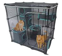 Kitty City Griffe Méga Kit de Meubles pour Chat d'intérieur et d'extérieur, dormeur pour Chat, Niche extérieure, griffoir ondulé pour Chat, Noir