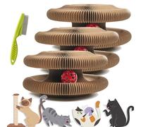 Kitty Curls Cat Toy, Cat Kurlz, Accordion Cardboard Cat Toy, Interactive Cat Scratching Board, Foldable Cat Scratch Board Toy with Bell for Indoor Cats (3 Pcs)