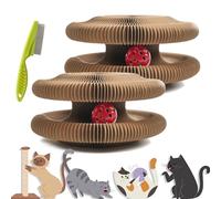 Kitty Curls Cat Toy, Cat Kurlz, Accordion Cardboard Cat Toy, Interactive Cat Scratching Board, Foldable Cat Scratch Board Toy with Bell for Indoor Cats (2 Pcs)