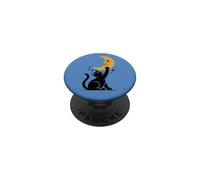 Kitty Jouant avec la Lune Mignon Amoureux des Chats Ciel Nocturne rêveur PopSockets PopGrip Adhésif