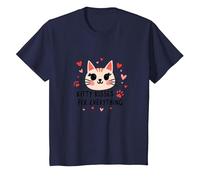 Kitty Kisses Fix Everything - Adorable Chat Amoureux T-Shirt, Enfant, Bleu Marine, 12 Ans