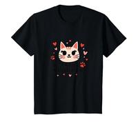 Kitty Kisses Fix Everything - Adorable Chat Amoureux T-Shirt, Enfant, Noir, 2 Ans
