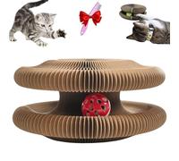 Kitty Kurlz Cat Toy, Reversible Infinity Kitty Kurlz Toy, Kitty Curls Cat Toy, Magic Organ Cat Scratching Board Kurlz Toy, Cat Accordion Toy with Ball, Nteractive Scratch Pad Cat Toy(Round)