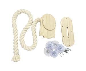Kitty Play Rope - Glass Mounted Activity Climber, Long Sisal Scratch Cord with Heavy Duty Suction Holder Stable Window Mount, Jump Training Enrichment Fun, Ideal for Living Room Condo Loft Patio Space