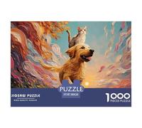 Kitty Riding on The Back of A Dog 1000 Pièces Carton Extra-épais Lot de Puzzles Dog & Kitten Stimulant Et Éducatif Jeu Créatif Puzzles As Birthday Gifts 38x26cm/1000pcs