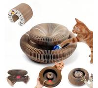 Kitty Spin Chat, Kittyspin Pliable en Carton Accordéon avec Balle, Tunnel Modulable Et Aire De Jeu Enrichie - Stimule Instinct Naturel & Protège Les Meubles (Style 2)