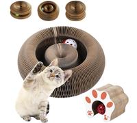 Kitty Spin Chat Kittyspin Pliable en Carton Accordéon avec Balle, Tunnel Modulable Et Aire De Jeu Enrichie - Stimule Instinct Naturel & Protège Les Meubles (Style 1)
