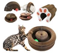 Kitty Spin Griffoir Jouet Interactif Modulable pour Chat, Pliable avec Balle à Clochette - Tunnel 3-en-1 Anti-Stress Qui Stimule l'Instinct de Chasse et Protège Les Meubles (Griffe)