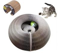 Kitty Spin Jouet Interactif pour Chat d’Intérieur, Royaume Félin Jouet Interactif pour Chats, Griffoir Pliable en Carton Accordéon avec Balle, Tunnel Modulable (D)