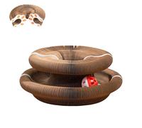 Kitty Spin Jouet Interactif pour Chat d’Intérieur, Royaume Félin Jouet Interactif pour Chats, Griffoir Pliable en Carton Accordéon avec Balle, Tunnel Modulable (E)