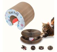 Kitty Spin Jouet Interactif pour Chat d’Intérieur, Royaume Félin Jouet Interactif pour Chats, Griffoir Pliable en Carton Accordéon avec Balle, Tunnel Modulable (F)