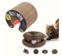 Kitty Spin Jouet Interactif pour Chat d’Intérieur, Royaume Félin Jouet Interactif pour Chats, Griffoir Pliable en Carton Accordéon avec Balle, Tunnel Modulable (G)
