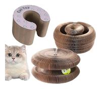 Kitty Spin,kittyspin Chat,Griffoir en Carton Ondulé Multifonction avec Balle Et Clochette,Planche À Griffer Pliable pour Intérieur Et Extérieur (Minimaliste)