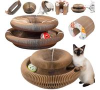 Kitty Spin,Kittyspin,Griffoir pour Chat,Carton avec Balle,Grattoir Pliable et Transformable,Jouet Interactif pour Cat Interieur,Balle Interactive Chat D'intérieur Nouveauté (2pc)
