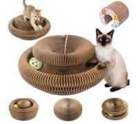 Kitty Spin,Kittyspin,Griffoir pour Chat,Carton avec Balle,Grattoir Pliable et Transformable,Jouet Interactif pour Cat Interieur,Balle Interactive Chat D'intérieur Nouveauté (1pc)